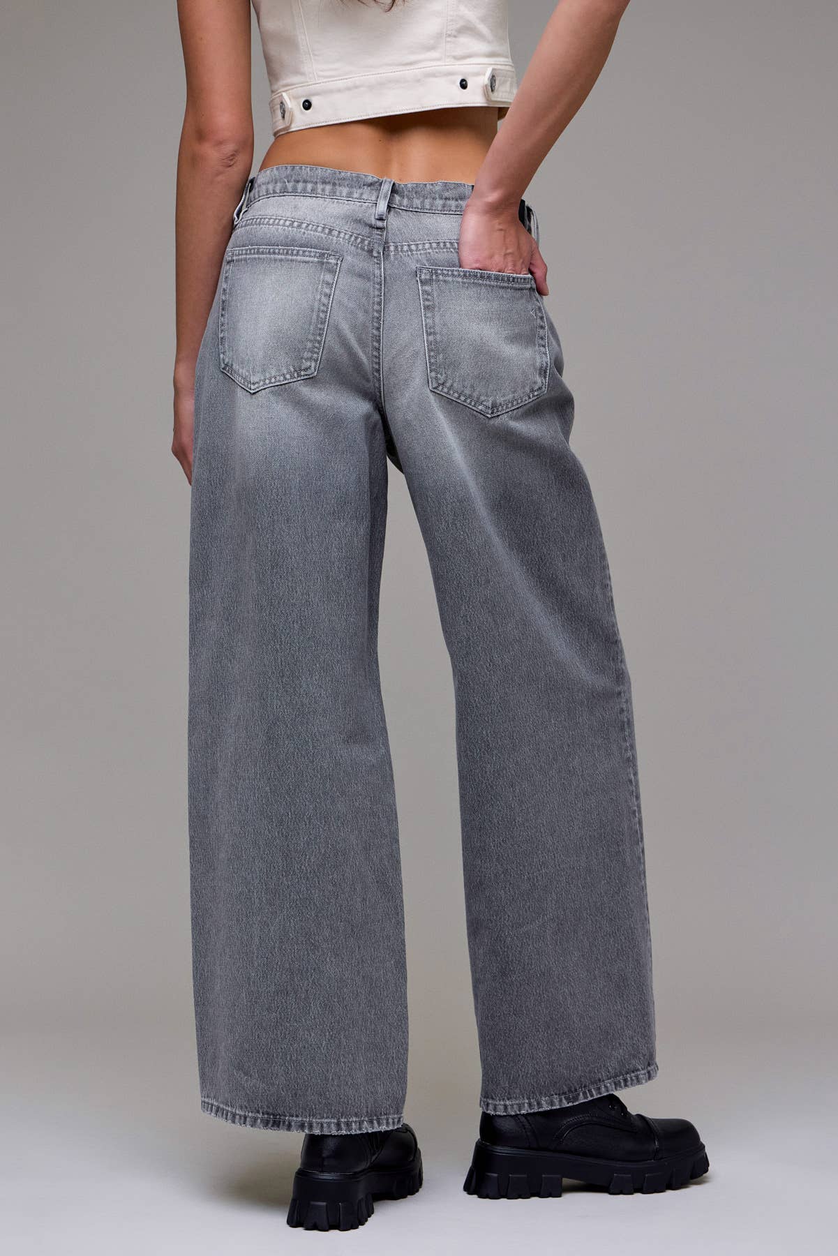 Gray Washed Clean Classic Oversized Baggy Jean