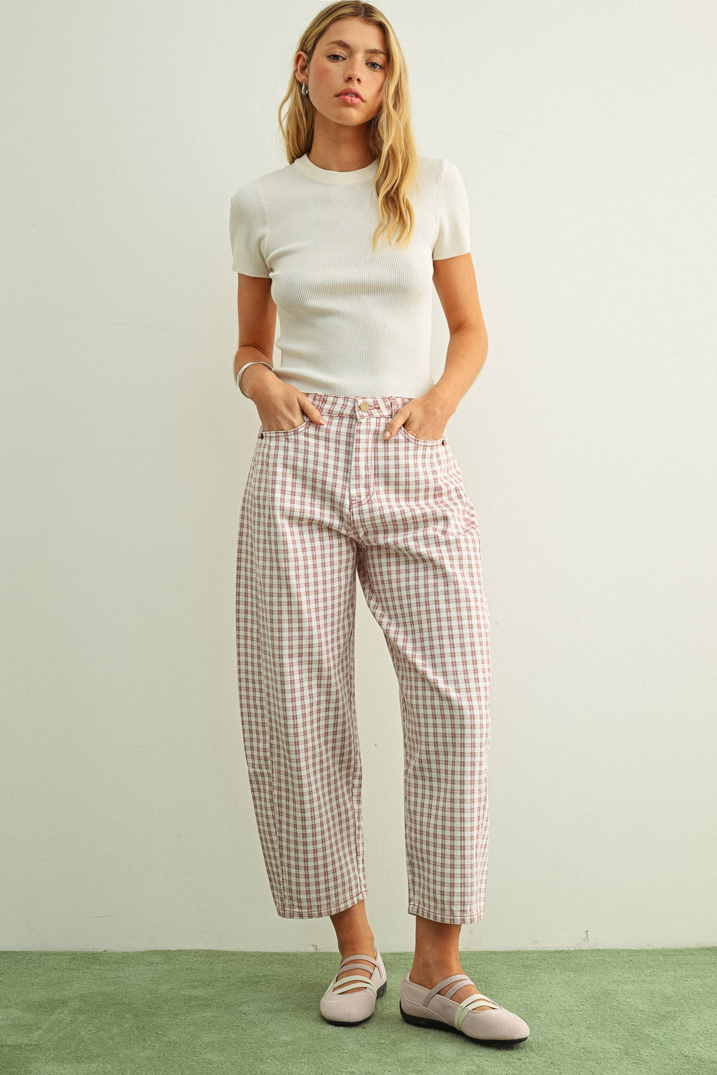 Mini Checker Barrel Pants - 6 Colors