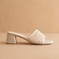 The Sharon | Ivory Textured Raffia Block Heel Slide Sandal
