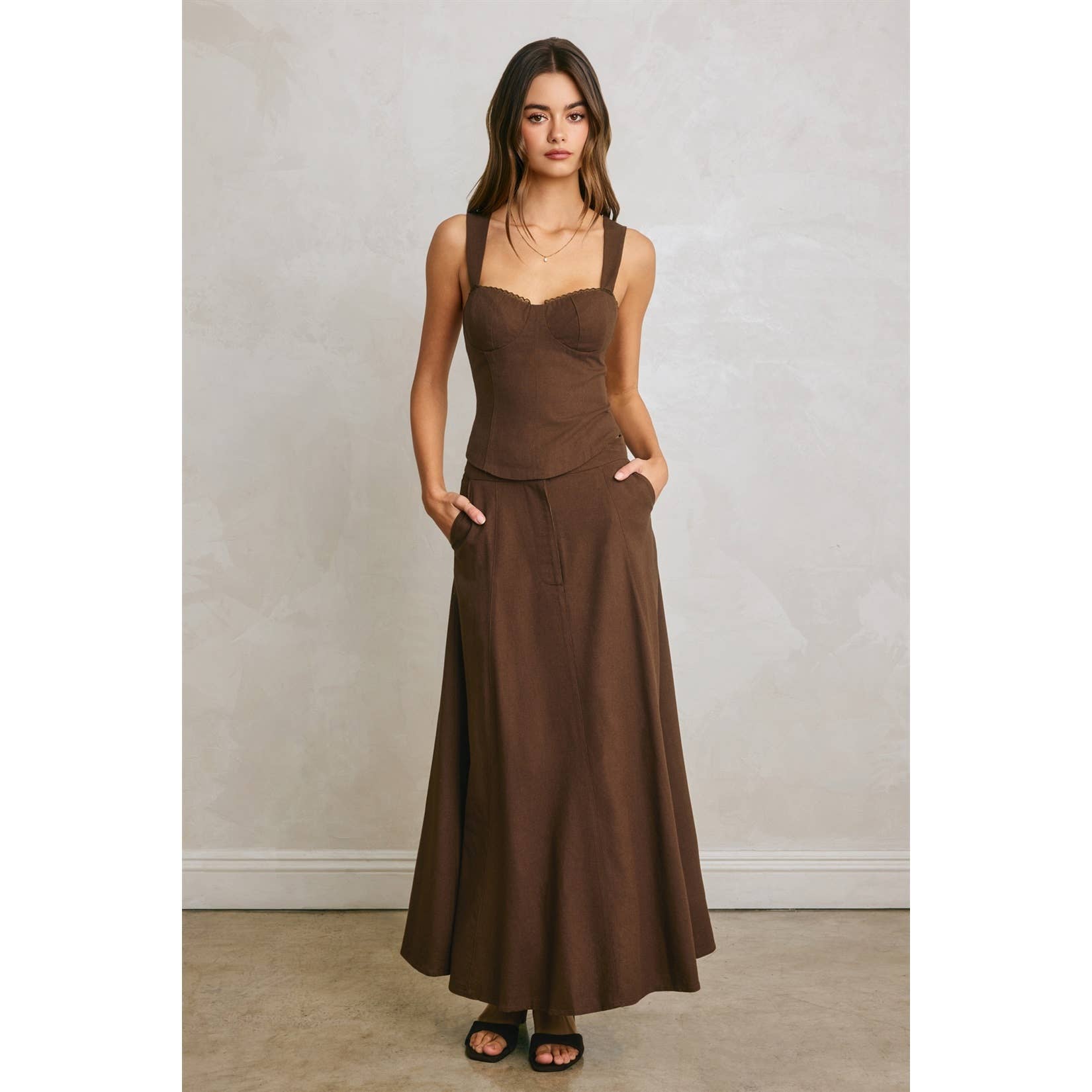 Linen Flared Maxi Skirt