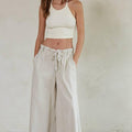 Cotton Denim Wide Leg Pants