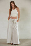 Cotton Denim Wide Leg Pants