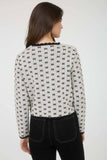 SCALLOP TRIM BUTTON DOWN X PATTERN KNIT CARDIGAN
