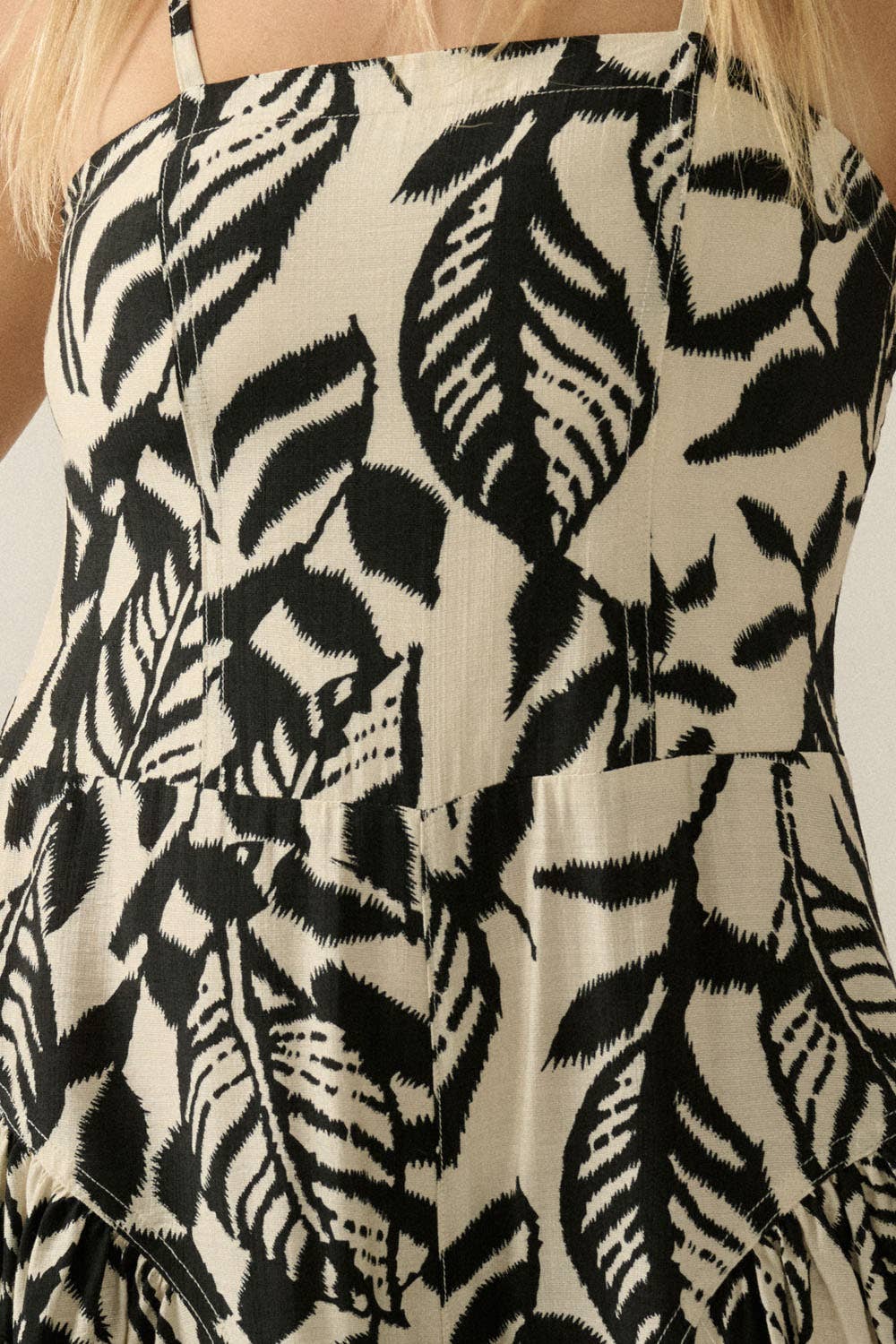 Tropical-Print Wide-Leg Pocket Cami Jumpsuit
