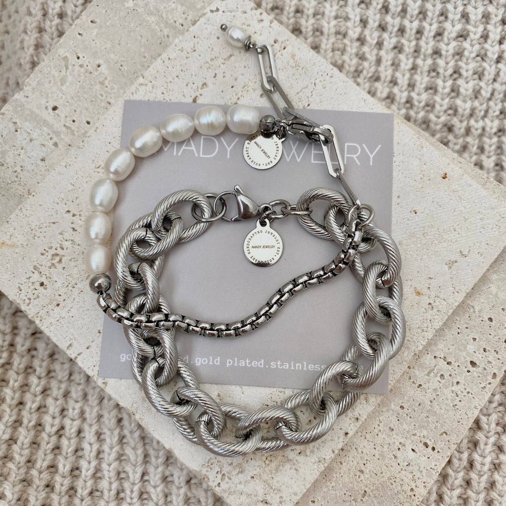 Cable Links Silver Chunky Bracelet stainless steel