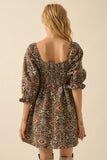 Ornate Jacquard Tapestry Babydoll Mini Dress