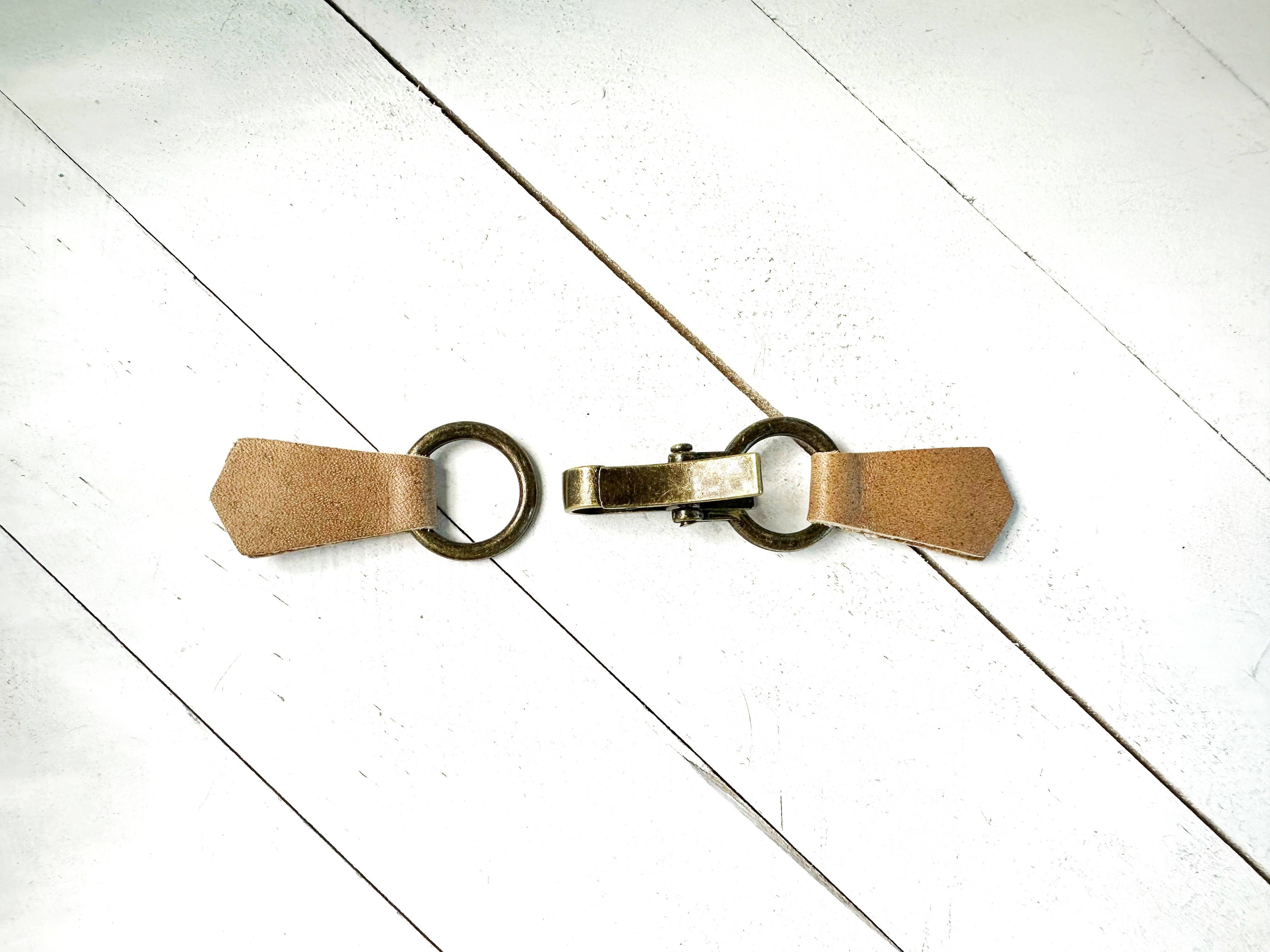 Bronze Buckle & Stone Brown Leather Cinch Clip for Clothes