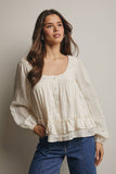 Rebecca Ruffle Hem Peasant Blouse