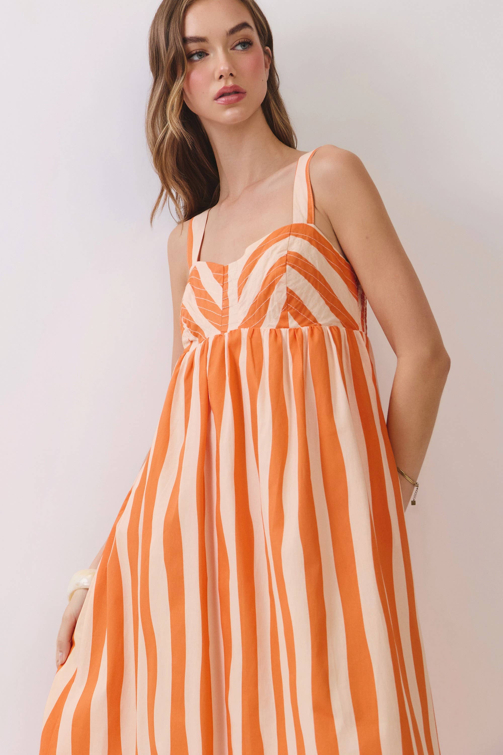 Emily Stripe Empire Waist Midi Dress