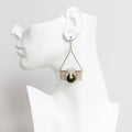 Hunter green and gray ArtDeco earrings