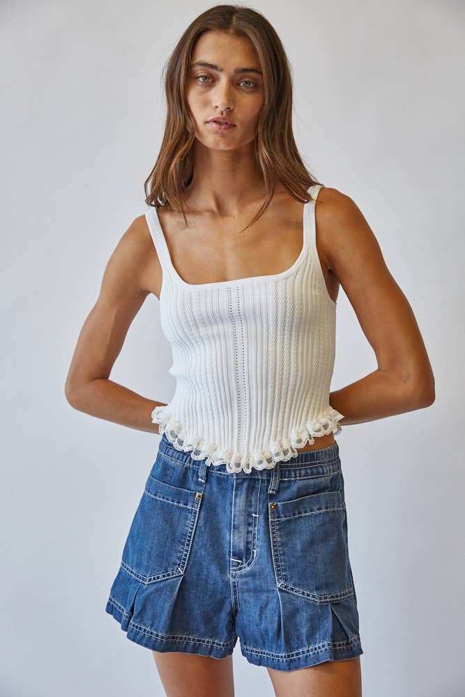 White Knit Corset Top