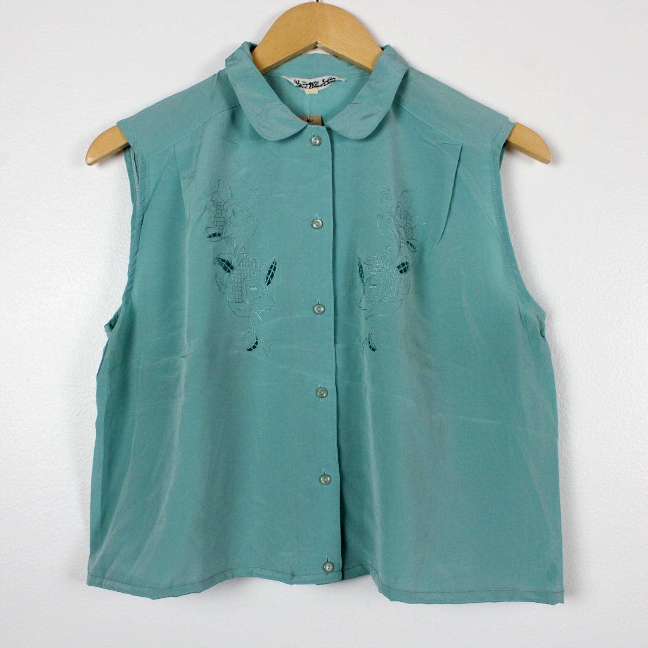 Reworked Sleeveless Button-Up Cropped Blouse - SOLID COLORS