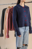 12W3445N-Heart Button Down Knit Sweater Cardigan