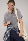 WASHED RIBBED SHORT SLEEVE TEE WITH POCKET (PRE-ORDER)