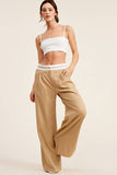 Minimalistic Contrast Waistband Pleated Trouser Pants
