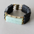 Black stone and jade bracelet