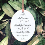 And His Name Shall, Ornament, Christmas Decor, Faith Gift