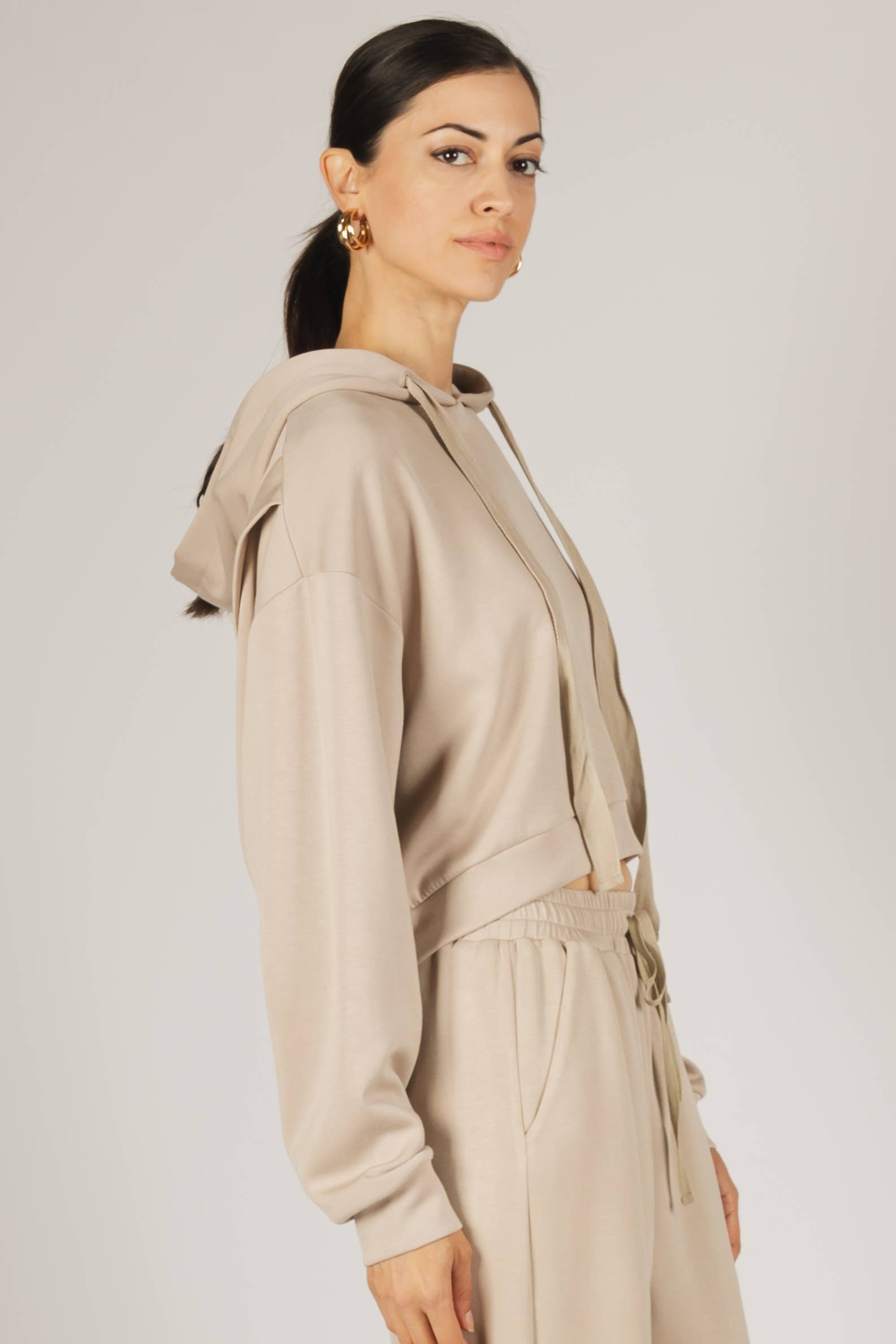 Cropped Scuba Modal Hoodie