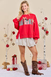 Christmas Sweatshirt Featuring Patchwork Gift box