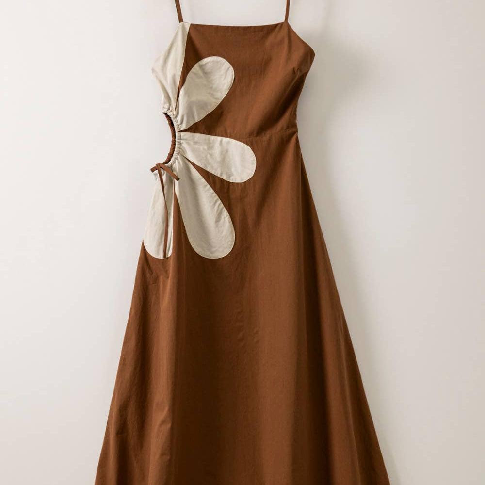 Side Cutout Floral Detail Resort Midi Dress