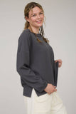 CREW NECK RIBBED LONG SLEEVE KNIT TOP (PRE-ORDER)