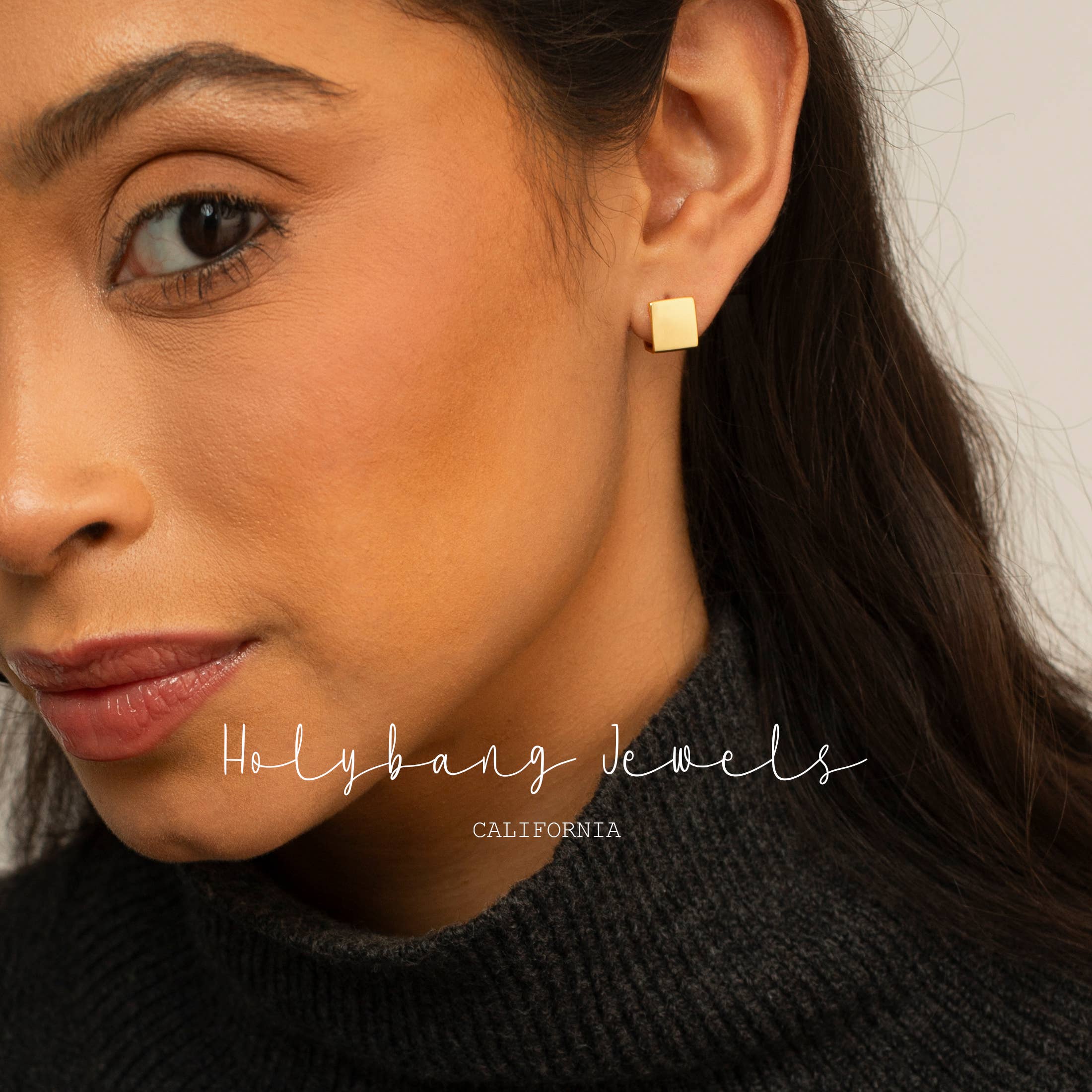 SQUARE HUGGIE EARRINGS