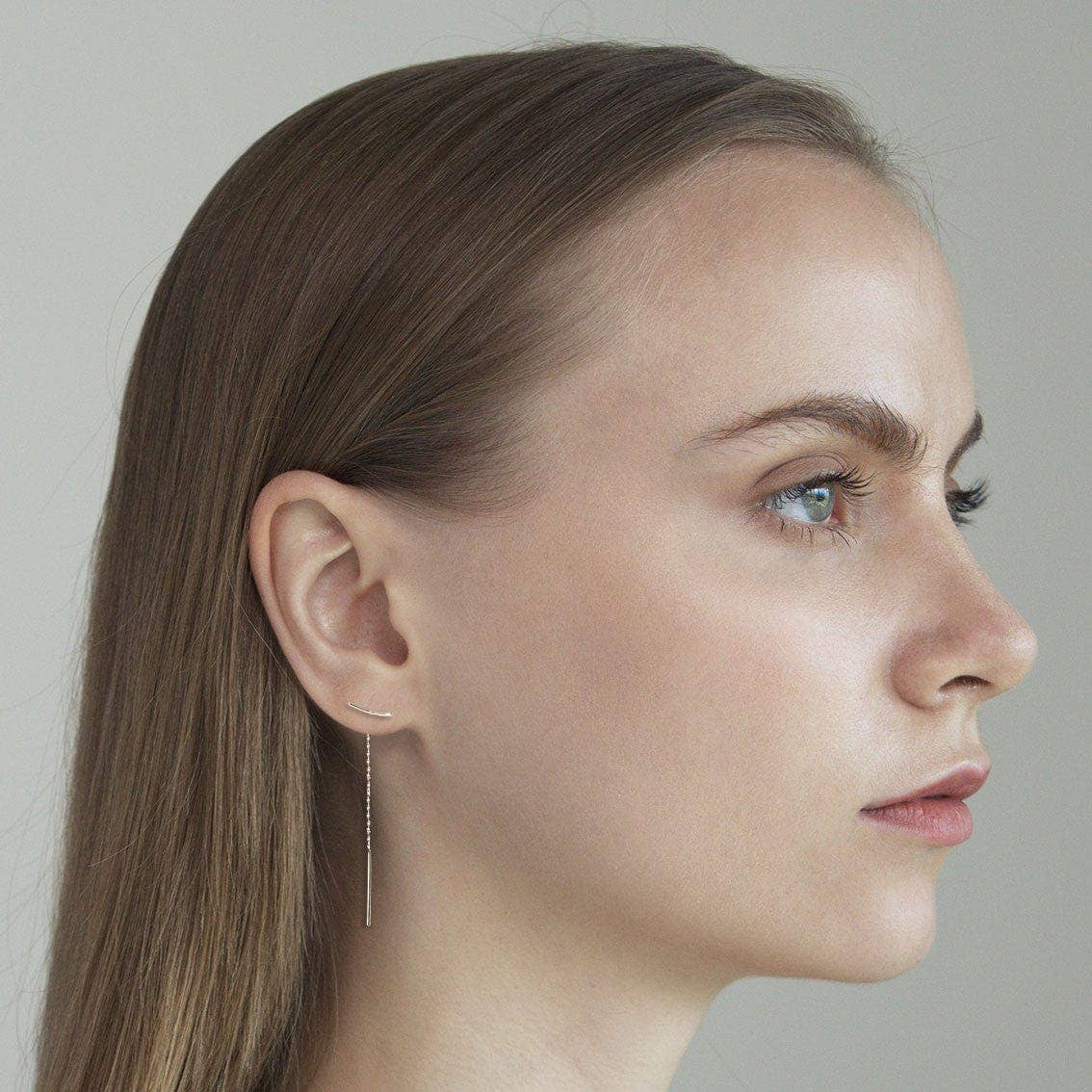 Simple Curved Bar Threader Earrings