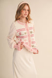 FLORAL RUFFLE SLEEVE SWEATER CARDIGAN MSW11097