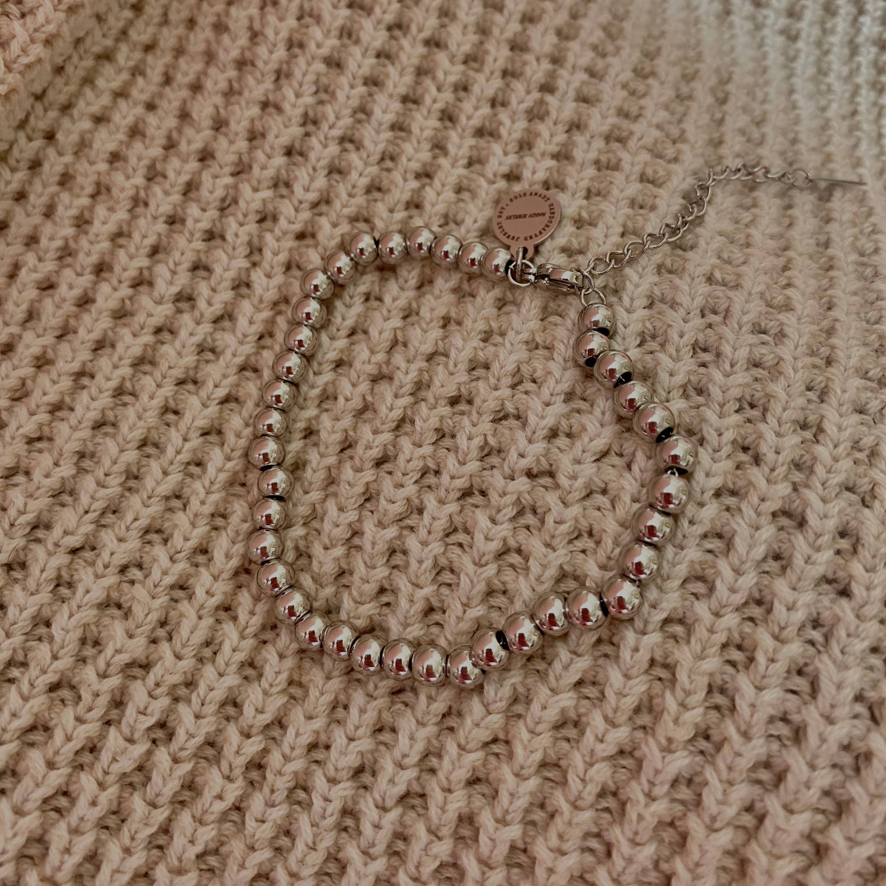 Gold or Silver Beaded adjustable bracelet waterproof