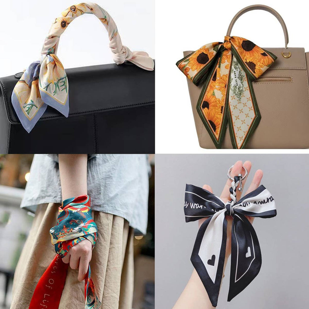 Floral and Ribbon Silk Scarf
