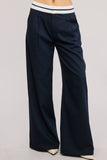Minimalistic Contrast Waistband Pleated Trouser Pants