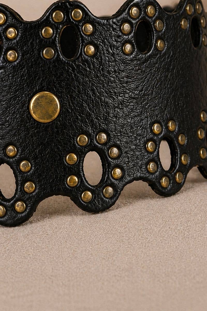 Draco Black Leather Sash Belt