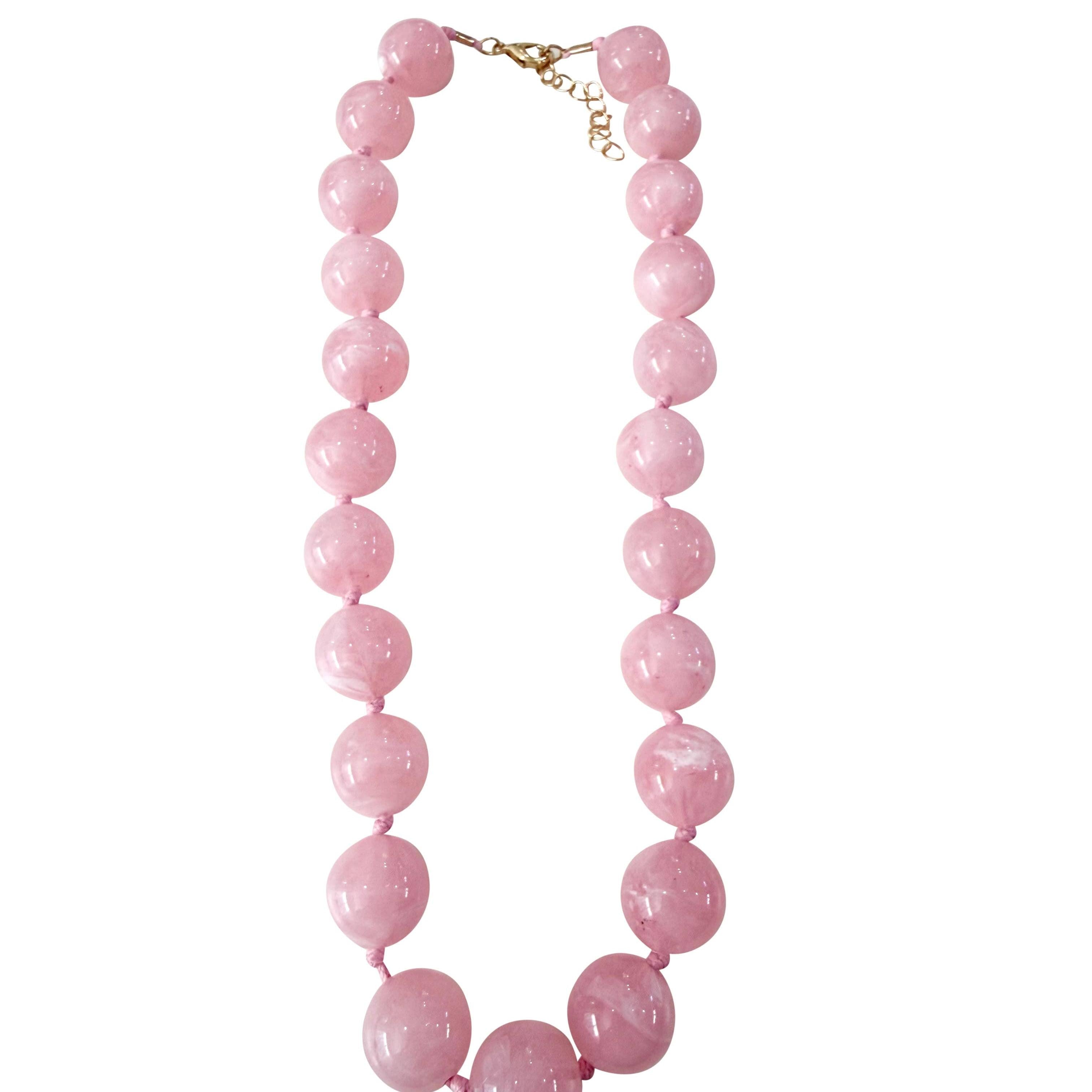 Mabry Chunky Beaded Necklace- Light Pink