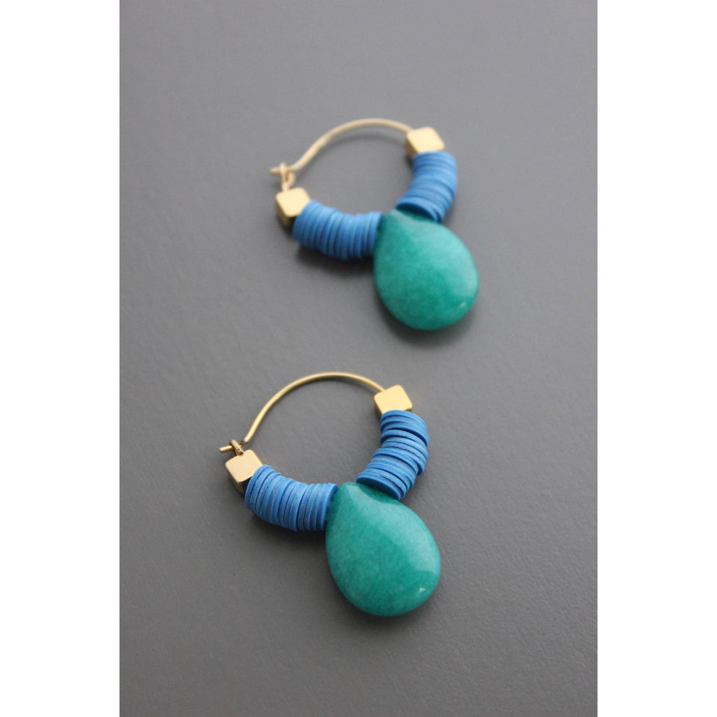 Blue hoop earrings
