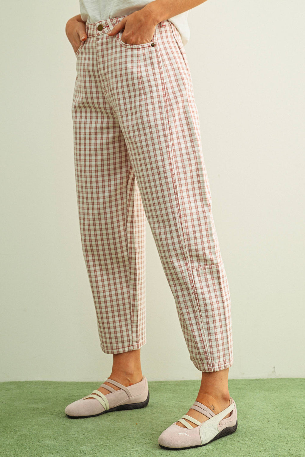 Mini Checker Barrel Pants - 6 Colors