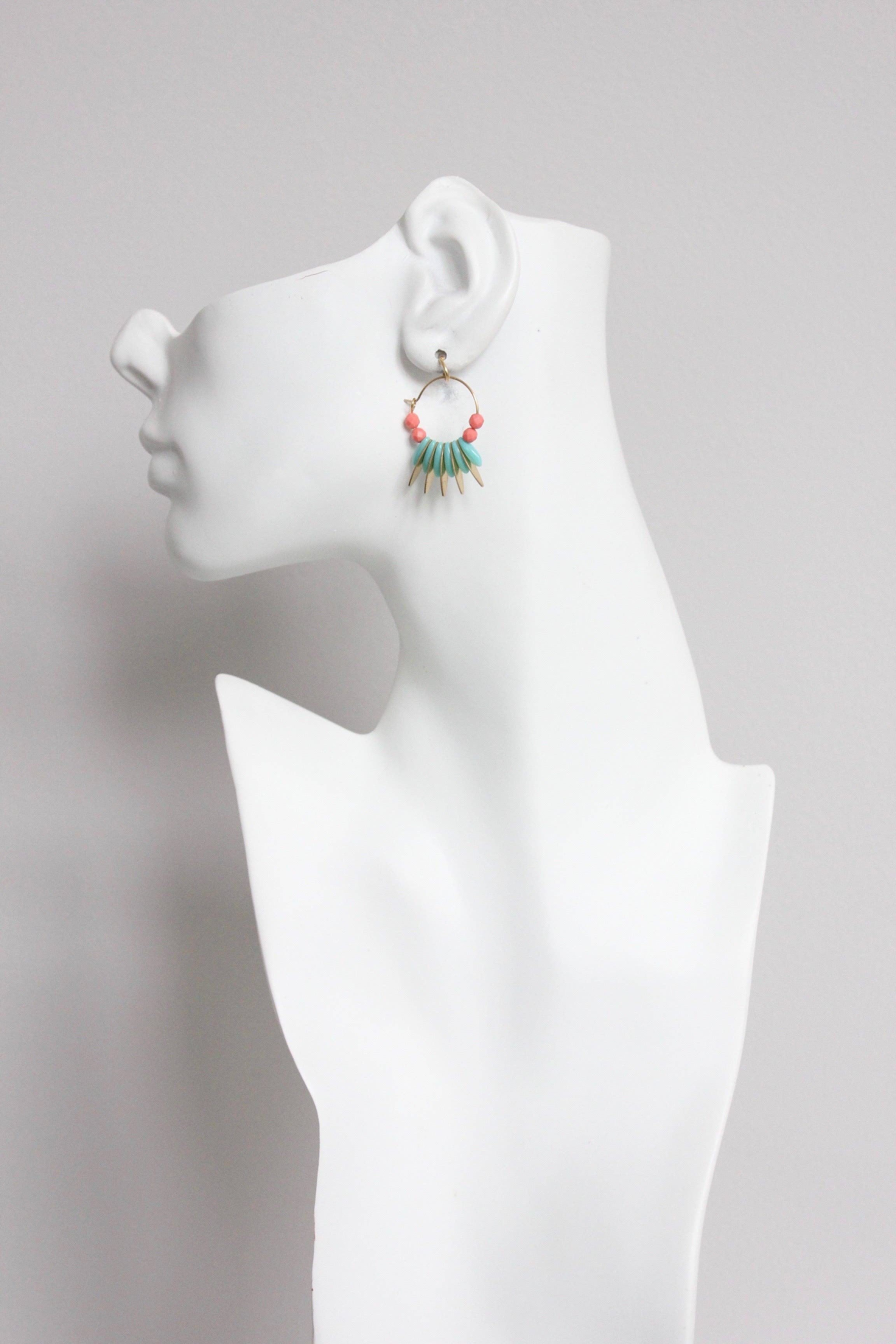 Emie Glass and Brass Hoop Earrings