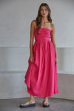 Striped Tube Neck Strapless Flare Maxi Dress