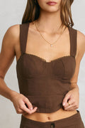 Felicity Linen Lace Trim Corset Top