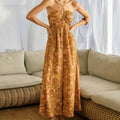 Sunwashed Palm Cut Out Halter Maxi Dress
