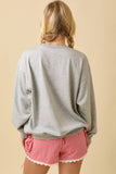 Game Day Cheer Patchwork Long Sleeve Crewneck Top