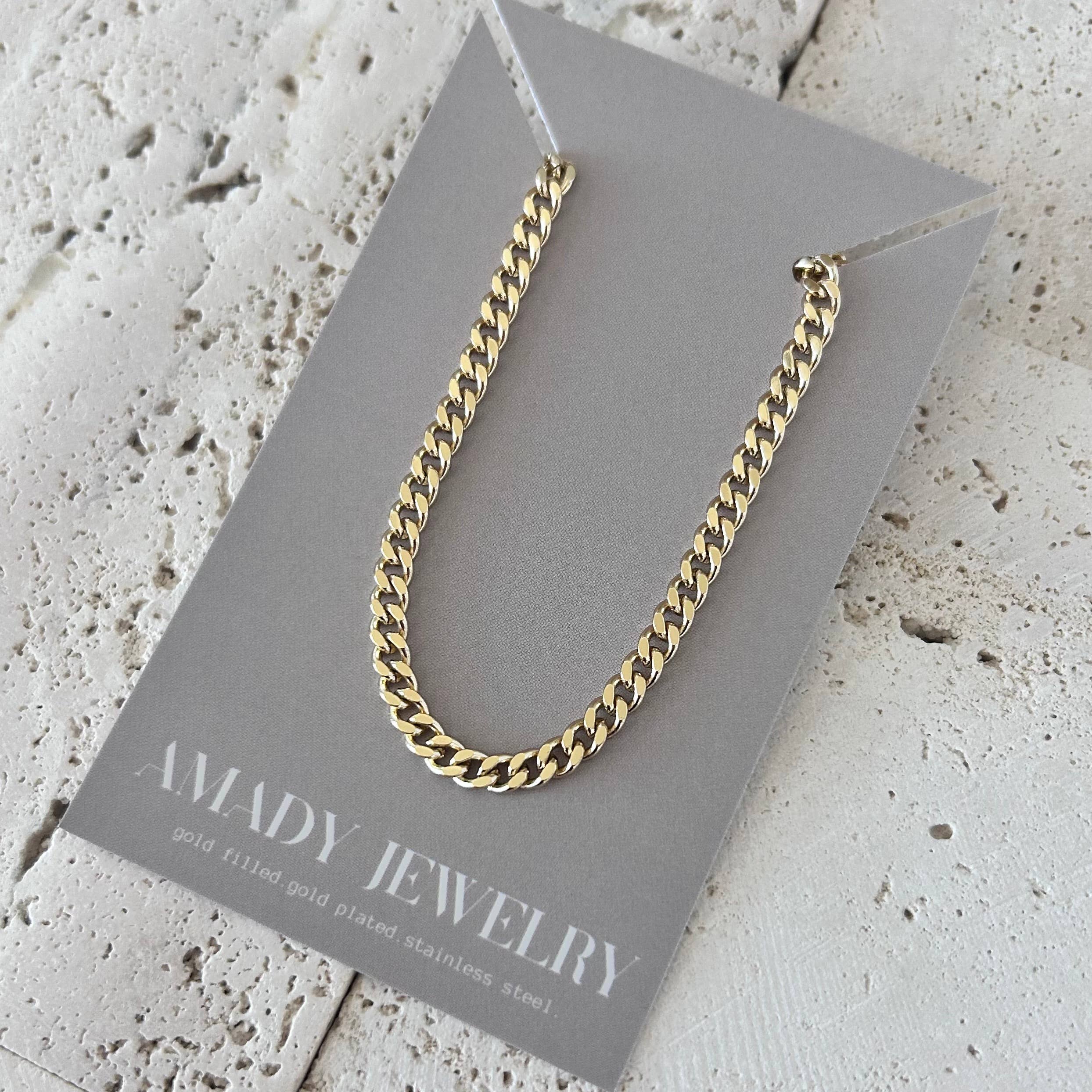 Gold Curb Chain Layering necklace 18k gold-filled