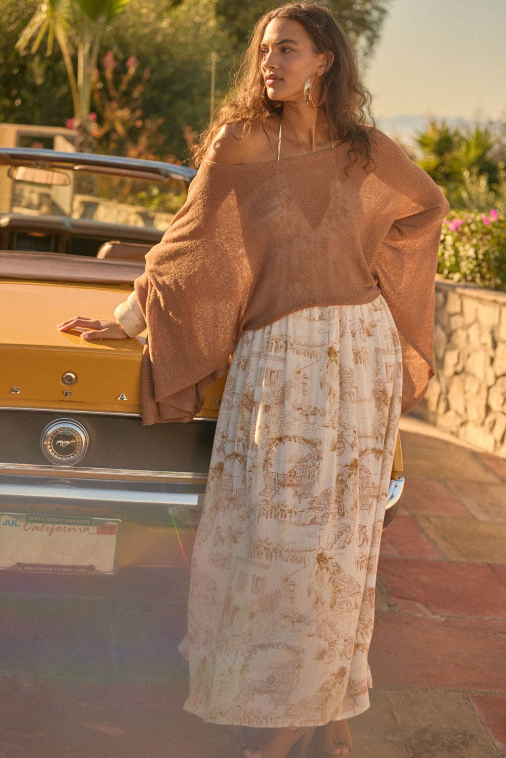 Cropped Poncho Style Knit Sweater