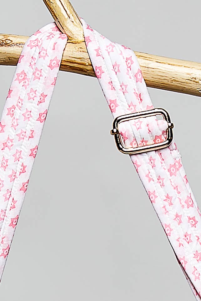 Half Moon Quilted Floral Ruffle Crossbody Bag