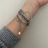 Ombré Double Two Tone Gold Silver chain bracelet layering 