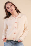12W3445N-Heart Button Down Knit Sweater Cardigan