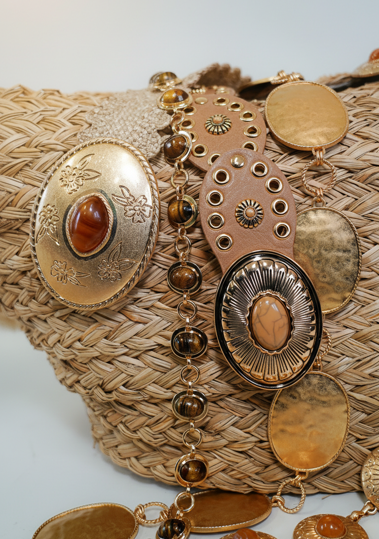 Brushed Satin Gold Oval Chain Belt