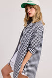 Open-Pack Oversized Gingham Button Down Shirt