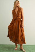 Melissa Embroidered Tie Front Sleeveless Top