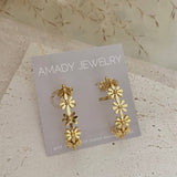 Flower Hoop Earrings 18K gold plated lightweight water resis