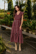 Savannah Plaid Smocked Midi Dress
